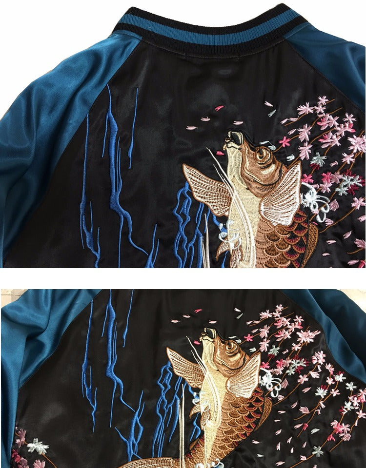 Unisex Embroidered Loose Baseball Coat Souvenir Hip Hop Baseball Jacket