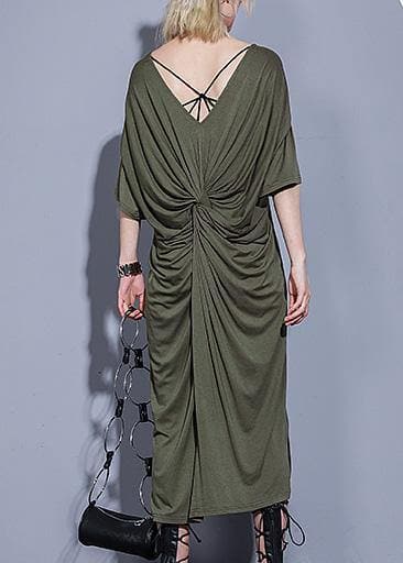 Handgemachte grüne Baumwollkleidung für Frauen, zwei Möglichkeiten, Kaftan-Sommerkleid zu tragen