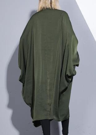 Handgemachtes, armgrünes Baumwollkleid mit Fledermausärmeln, A-Linie, Sommerkleid