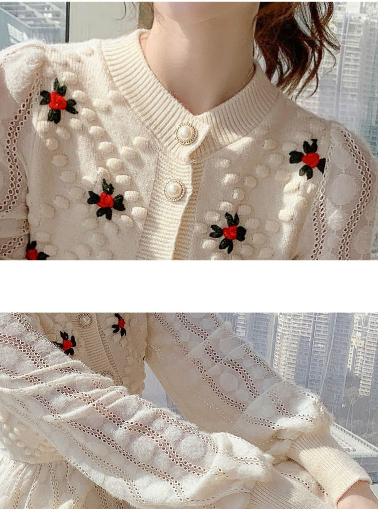 Women Korea Style Slim Embroidery Wool Knitting Sweater Maxi Dress