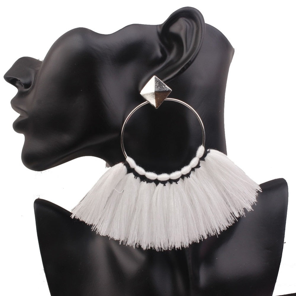 Bohemia Ethnic Tassels Circle Earrings