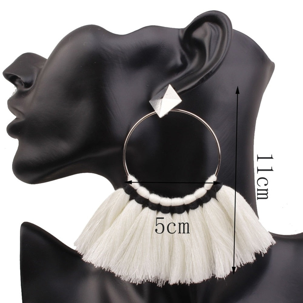 Bohemia Ethnic Tassels Circle Earrings