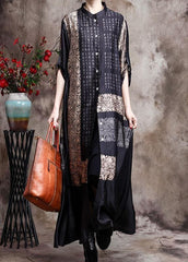 Comfy Italian Black Print Long Silk Dress Cardigan - Limited Stock