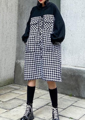 Italian hooded cotton plaid tunic dress Inspiration black cotton robes Dresses