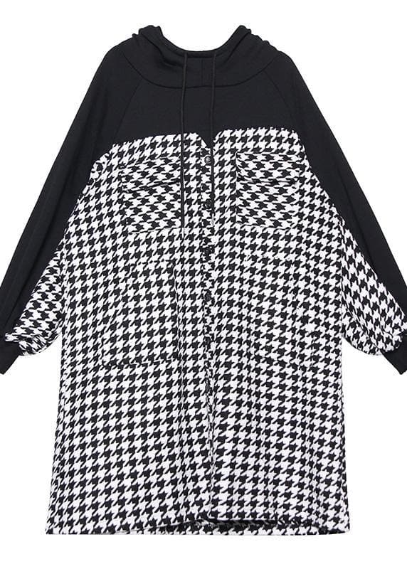 Italian hooded cotton plaid tunic dress Inspiration black cotton robes Dresses