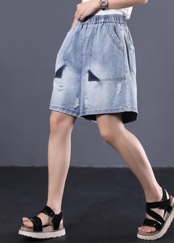 Koreanische version lose retro gewaschen weiß Ming linie denim shorts