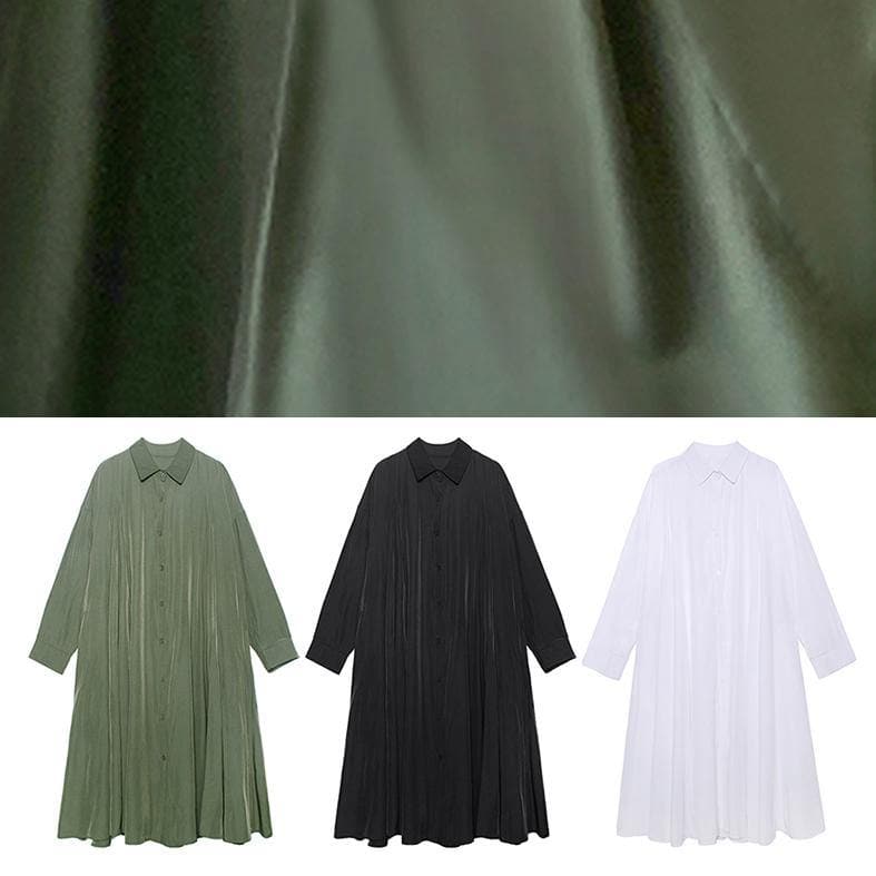 Loses Revers, extra großer Saum, Kleidung, Runway, Armeegrün, Robe-Kleid