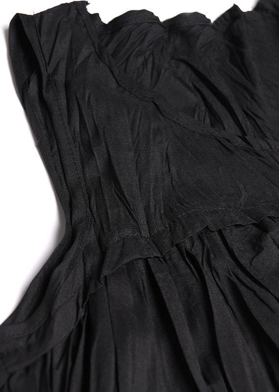 Modernes ärmelloses Cinched Sommerkleid aus Baumwolle Stoffe schwarz Maxikleider