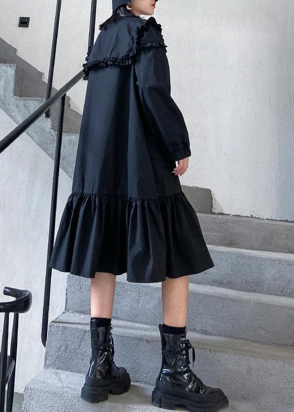 Organic black cotton clothes shirt Art ruffles Dress