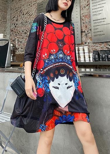 Organic o neck baggy dresses Neckline black print Dress