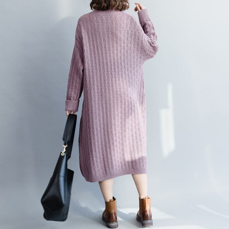 Pull violet surdimensionné pour la météo Belle robe en tricot à col rond pour Femme