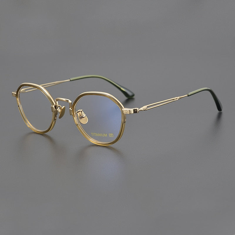 Aggis Vintage Acetate Titanium Round Glasses Frame