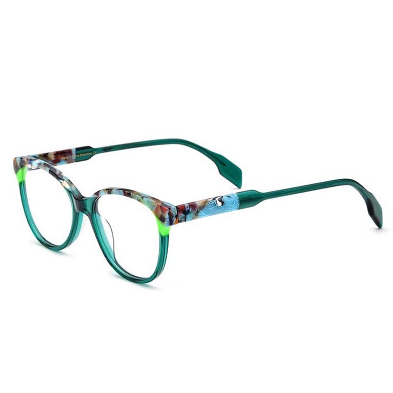 Geoff Unisex Retro Cat Eye Acetate Patterns Glasses Frame