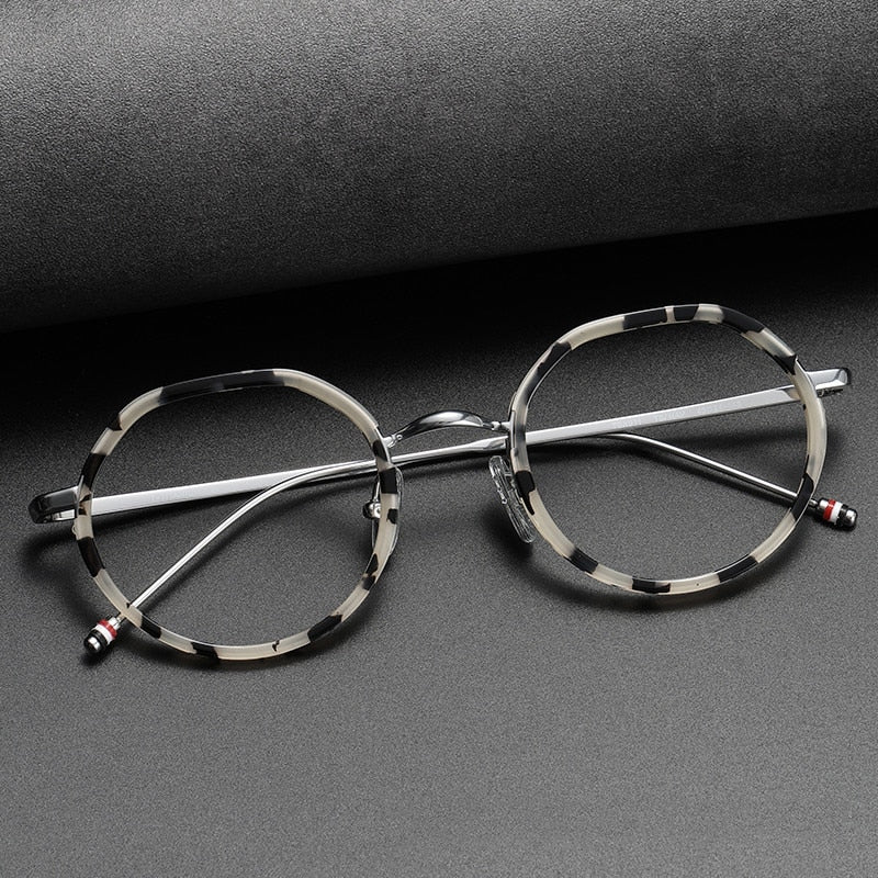 Ashlie Acetate Titanium Round Glasses Frame