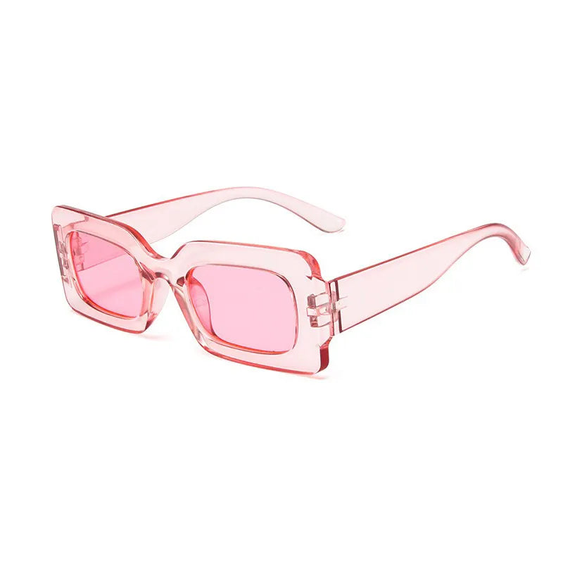 Lunettes de soleil carrées en gelée rose avec protection UV400