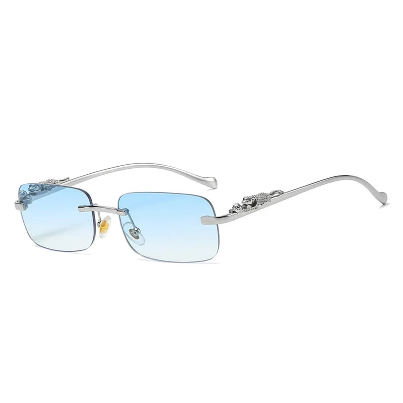 Lunettes de soleil léopard chics sans monture pour hommes et femmes