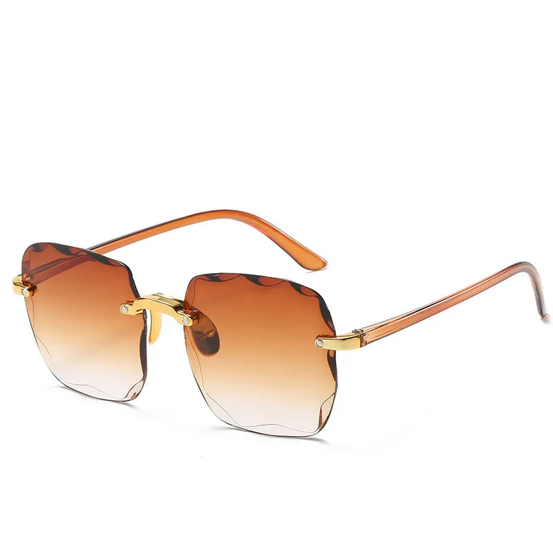 Elegant Rimless Gradient Sunglasses for Women UV400