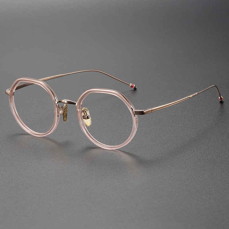 Ashlie Acetate Titanium Round Glasses Frame