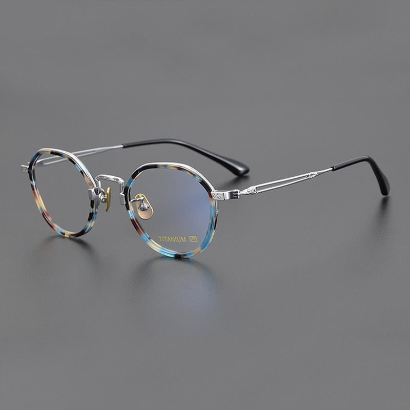 Aggis Vintage Acetate Titanium Round Glasses Frame