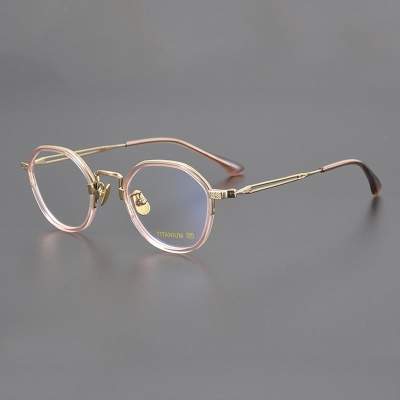 Aggis Vintage Acetate Titanium Round Glasses Frame