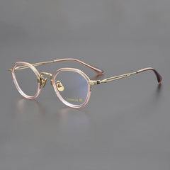 Aggis Vintage Acetate Titanium Round Glasses Frame