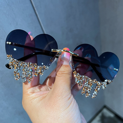 Lunettes de soleil sans strass en forme de cœur de créateur de mode SG52 