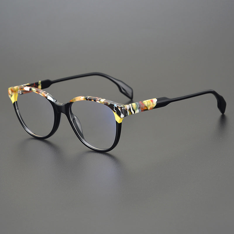 Geoff Unisex Retro Cat Eye Acetate Patterns Glasses Frame