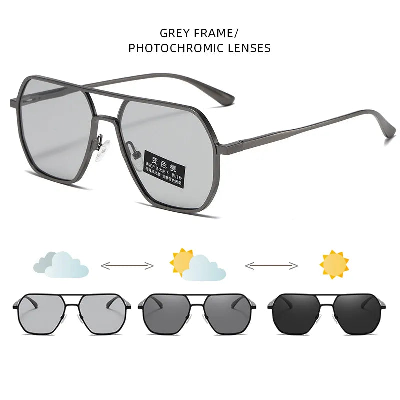 Luxury Fashion Photochromic Sunglasses for Men & Women