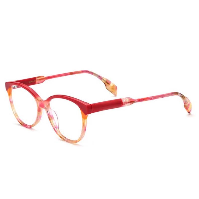 Geoff Unisex Retro Cat Eye Acetate Patterns Glasses Frame