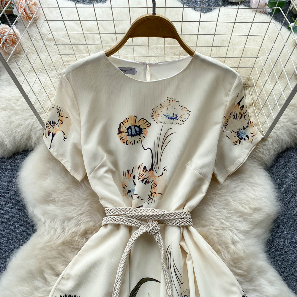 Robe décontractée élégante vintage à fleurs pour femmes