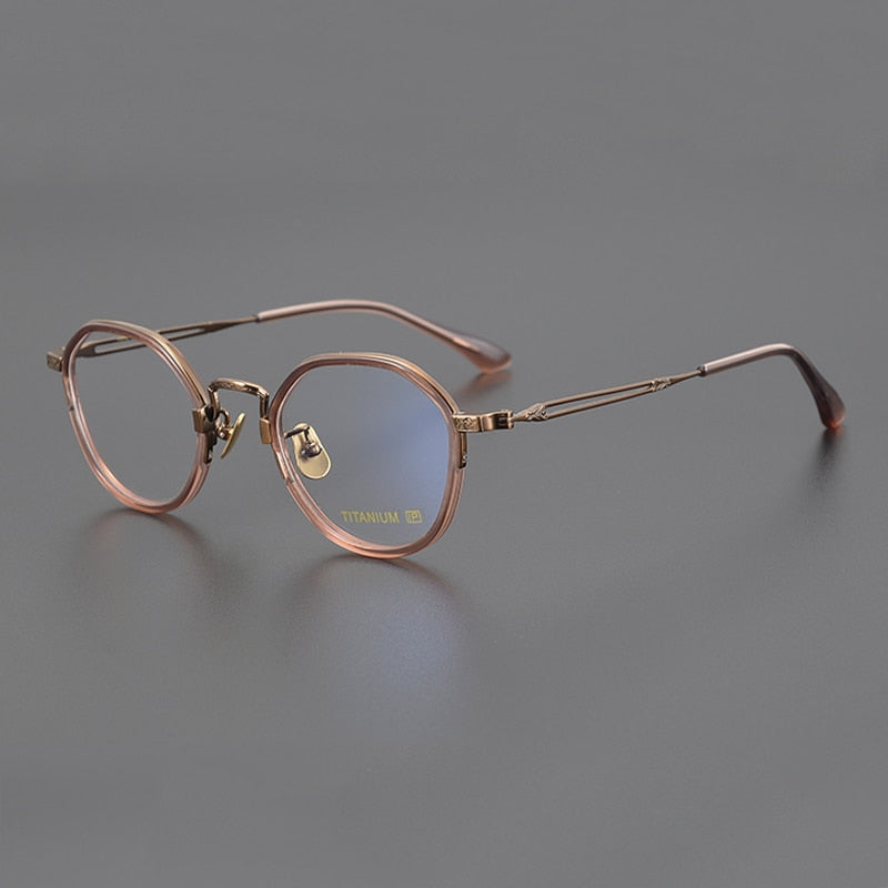 Aggis Vintage Acetate Titanium Round Glasses Frame