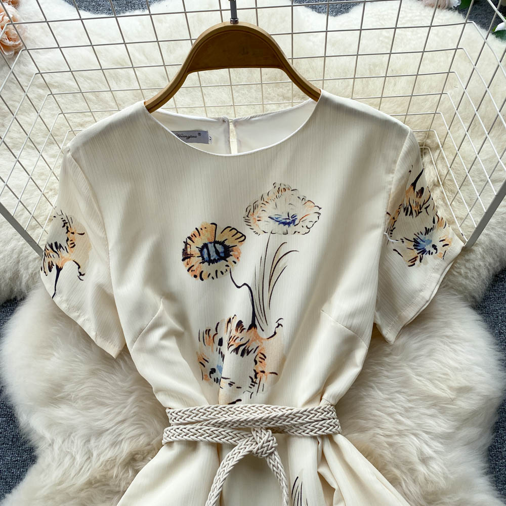 Robe décontractée élégante vintage à fleurs pour femmes