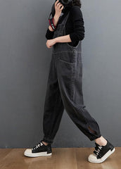 Simple Denim Black Casual Pants Unique Spring Jumpsuit Pants