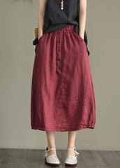 Simple Mulberry Retro Patchwork Pockets Summer Linen Skirt