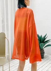 Vêtements de protection solaire style col rond motif été orange