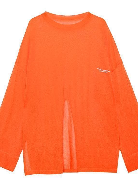 Vêtements de protection solaire style col rond motif été orange