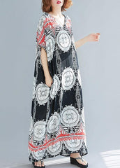 Stil V-Ausschnitt Taschen Baumwolle Sommer Outfit Ausschnitt floral Maxi Kleid