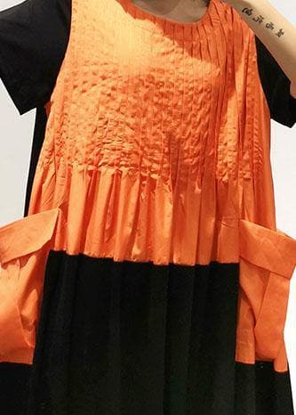 Einzigartiges oranges Baumwoll-Patchwork-Kaftan-Sommerkleid