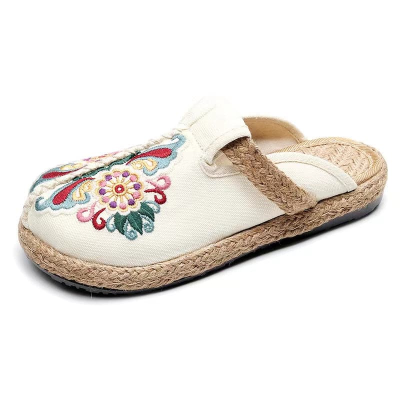 2022 Leinenschuhe mit Blumenmuster, Flip-Flop-Flats