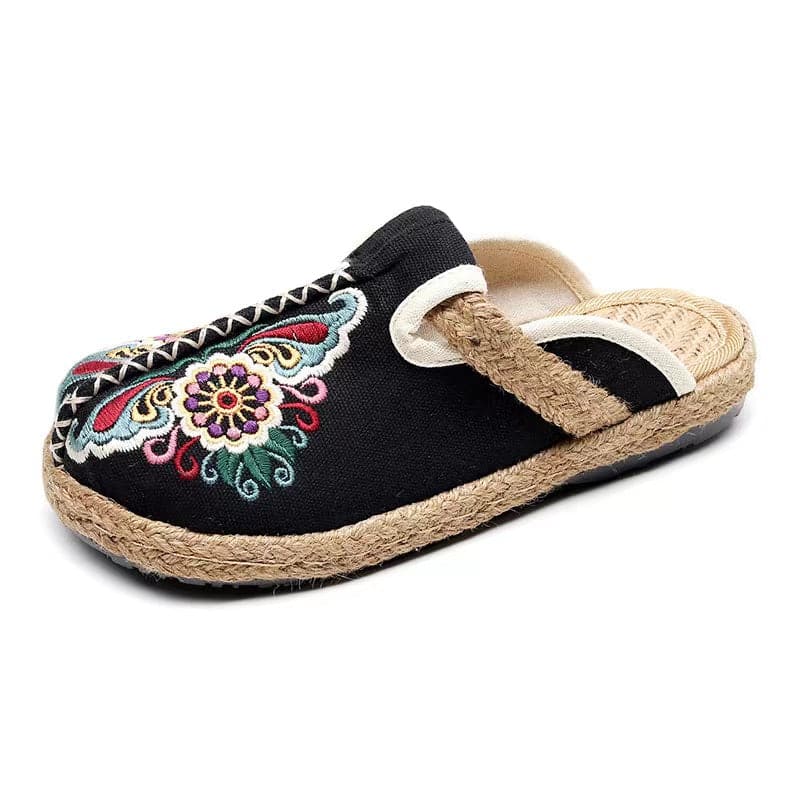 2022 Leinenschuhe mit Blumenmuster, Flip-Flop-Flats