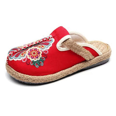 2022 Leinenschuhe mit Blumenmuster, Flip-Flop-Flats