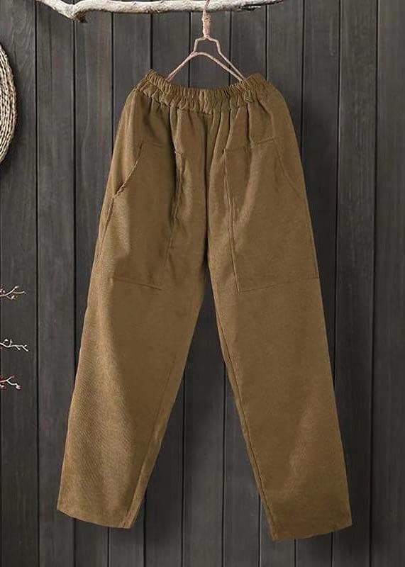 Pantalon en velours côtelé marron pour femme