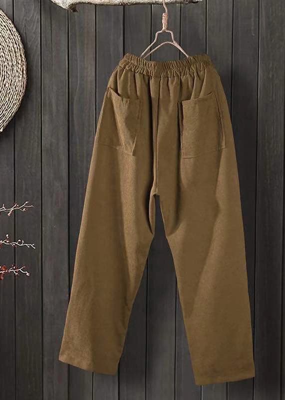 Pantalon en velours côtelé marron pour femme