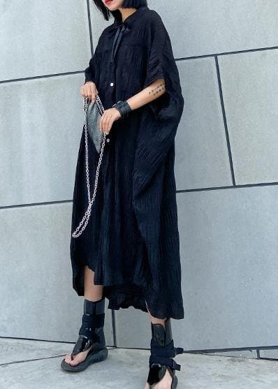 Women Cinched cotton summer clothes Women Wardrobes black long Dresses