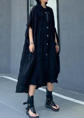 Women Cinched cotton summer clothes Women Wardrobes black long Dresses