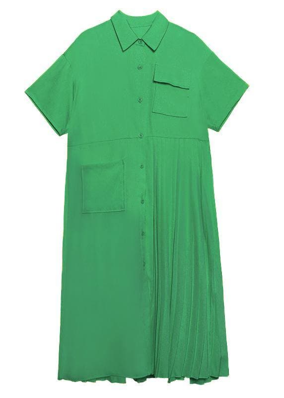 Damen gelbe Baumwollkleidung Damen Revers Cinched Kaftan Sommerkleid