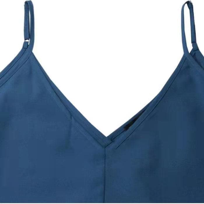 Robe longue en lin bleu pour femme Robe surdimensionnée en lin sans manches Robe à col en V pour femme