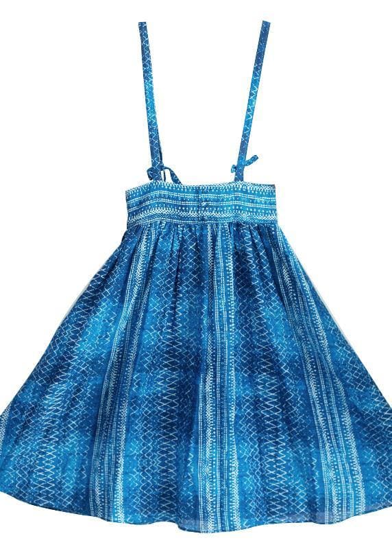 Women's Summer 2021 New Dress Blue Print Strap Skirt Swing Skirt