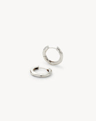 Baby Wavy Hinge Hoops in Silver