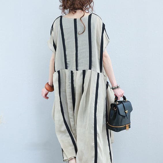 baggy striped Chiffon caftans oversized asymmetric hem Chiffon gown vintage o neck kaftans